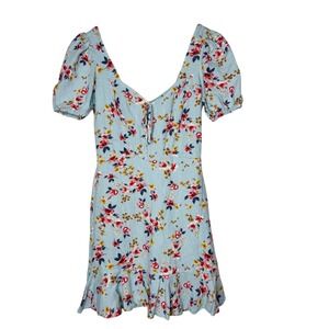 City Triangles Womens Babydoll Milkmaid‎ Mini Dress Sz XS Floral Linen Coquette